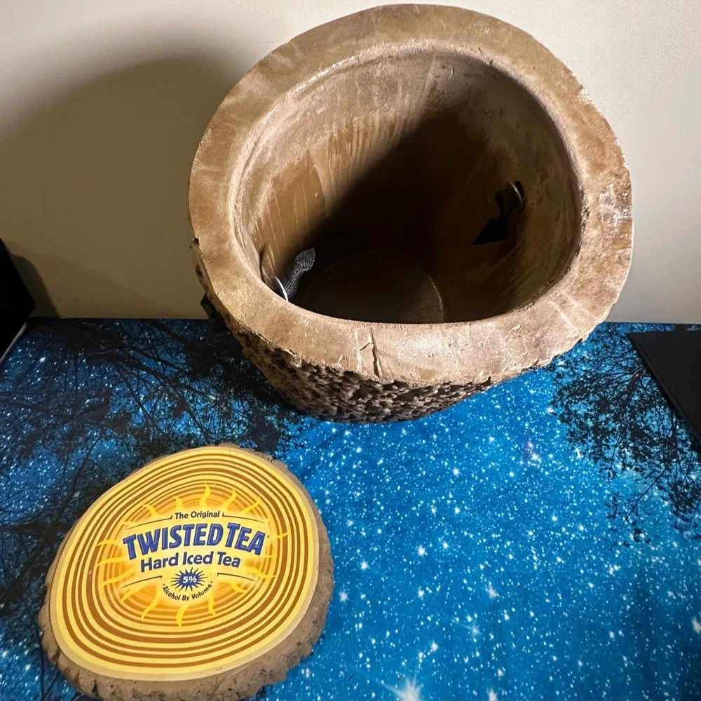 Twisted Tea Hard Iced Tea Faux Log Cooler Insulated Beverage Holder Brown Rustic